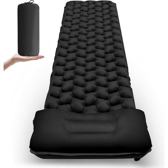 Camping Ultralichte outdoor camping isomat opblaasbaar met kussen, waterdicht opvouwbaar luchtmatras, kleine verpakkingsmaat, campingmat voor camping, sport, wandelen, reizen, backpacking