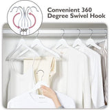 Kleerhangers van hout, 20 stuks, glad oppervlak, wit, 360 graden draaibaar en schoolterinkepingen, sterk en dun houten kleerhangers, geschikt voor volwassenen, 43,5 cm lang