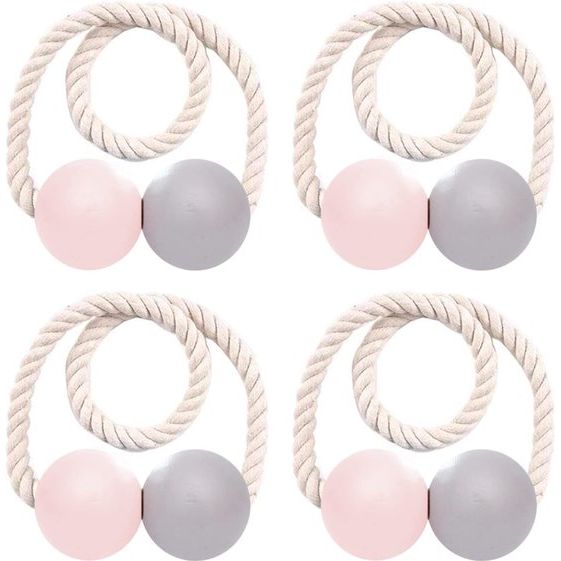 Magnetische gordijngordijnhouders 4 stuks gordijnhouders kinderkamer houten raam draperen holdbacks gordijnclips voor thuis, slaapzaal, kantoor, hotel raam decoratief, roze + grijs