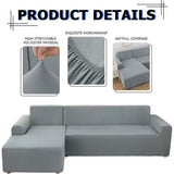 Bankhoes Hoekbank L-vorm Bankspreien Stretch bankhoes L-vorm rechts of links met twee kussenhoezen Wasbaar Universele bankhoes L-vorm Bankhoes L-vorm (2-zits + 2-zits, lichtgrijs)