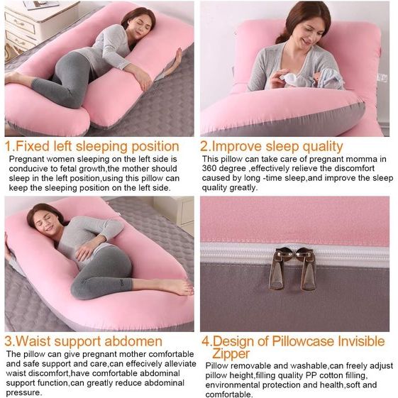 Zwangerschapskussen, zijslaapkussen, voedingskussen, U-vormig XXL steunkussen, 70 x 145 cm, groot lichaamskussen met afneembare en wasbare hoes, U-vormig zwangerschapslichaamskussen