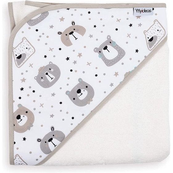 FlyIdeas Baby Handdoek met Capuchon een Bamboe en Katoen, 70x70 cm - Badcape Superabsorberend Zacht en Comfortabel for Kinderen, Gecert. OEKO-TEX - Made in Italy