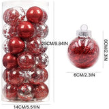 24 stuks kerstballen, rood, kerstballen, boomversiering, heldere kerstballen van kunststof, voor vakantie, bruiloft, kerstdecoratie, boomversiering (60 mm)