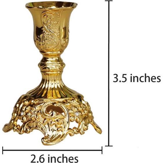 Luxe gegraveerde gouden kandelaars Set van 2 premium gouden kandelaars (goud)