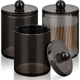 3 stuks wattenstaafjeshouder, wattenstaafjeshouder, wattenschijfdispenser, cosmetica-organizer, voor wattenstaafjes, ronde wattenpads, flossen, wattenbolletjes, make-upsponzen (zwart)