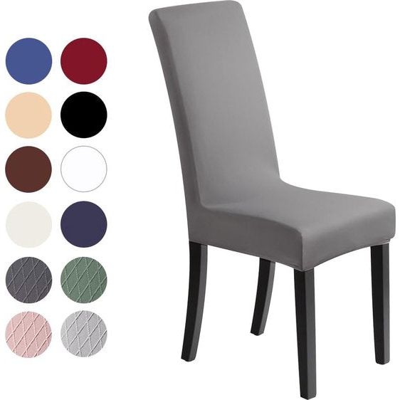 4 hoezen, stretch stoelhoes, elastische moderne hoezen, elastaan ​​stretchhoezen, bi-elastische stretchhoezen, zeer gemakkelijk schoon te maken en duurzaam, universeel (pak van 4, taupe) - J