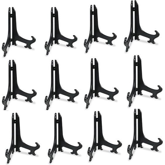 7 inch zwarte kunststof bordenstandaard bordenhouder bordenstandaard decoratie bord houder fotolijst standaard, 12 stuks 7 inch zwarte kunststof bordenstandaard bordenhouder bordenstandaard decoratie bord houder fotolijst standaard, 12 stuks