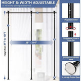 Ruimteverdeler Paraventframe, gordijnroede, flexibel verstelbaar, ruimteverdeler of gordijnroede, inkijkbescherming voor woonkamer, slaapkamer, breedte 280 cm x hoogte 317 cm, zwart