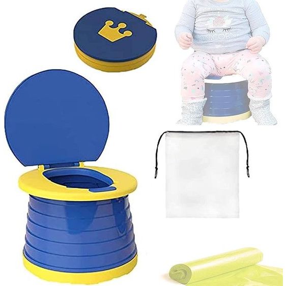 Toiletbril voor kinderen, klaptoilet voor kinderen, draagbaar, draagbaar opvouwbaar toilet, draagbare opvouwbare reiskapje, indoor outdoor reizen potje met reistas