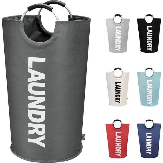 95L large, opvouwbare wasmanden (7 kleuren), opvouwbare waszakken, kledingtas (donkergrijs, L) wegwerp