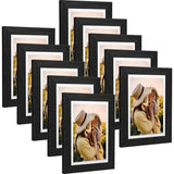 fotolijstenset 10 x 15 cm, 10 stuks fotolijsten, houten fotolijsten in vintage stijl met HD-acrylglas voor wand- en tafelweergave in de woonkamer, slaapkamer, kantoor of hal (zwart)