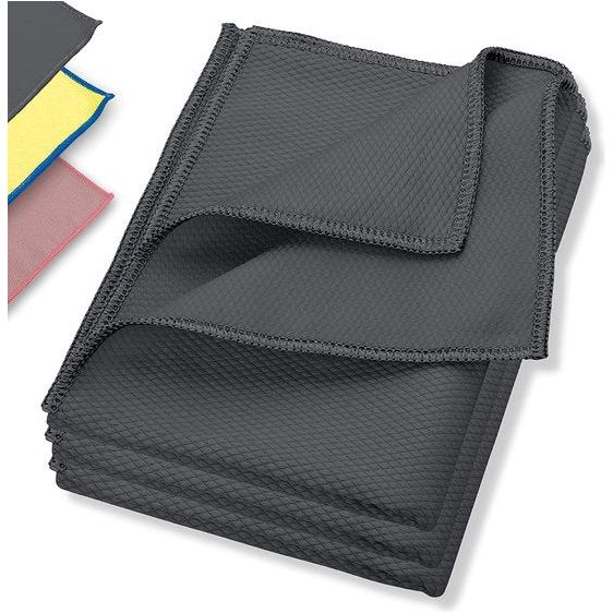 Raamdoek streepvrij, premium microvezel glasdoek (3 stuks, 60 x 40 cm, antraciet/donkergrijs) glazen poetsdoeken autodoek voor binnen en buiten