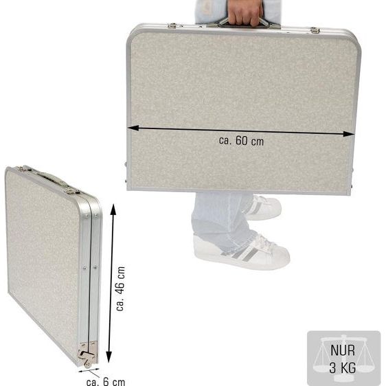 Opklapbare en in de hoogte verstelbare picknicktafel, 90 x 60 x 70 cm, licht, kofferformaat