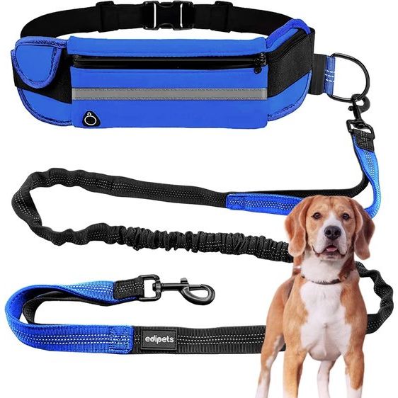 Hond Jogging Lood Handsfree Hardlopen Wandelen Webbing Anti-Stress Reflecterend 160-220cm (Blauw)