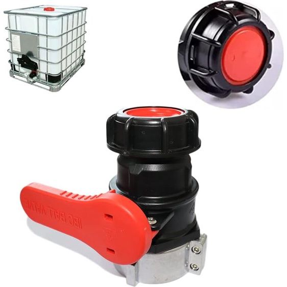 adapter 62 mm, IBC watertank adapter, DN40 tank kogelkraan IBC-tank, universele watertank slangaansluiting uitloopkraan, voor IBC-container, watertank, regenton (rood, 62 mm)