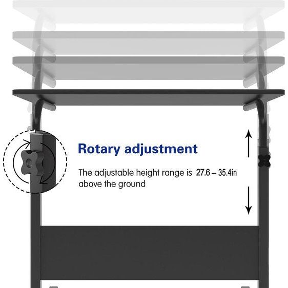 Computertafel 80 x 40 cm, in hoogte verstelbare laptoptafel, computertafel met wieltjes voor bed, verpleegkunde, lezen, werken