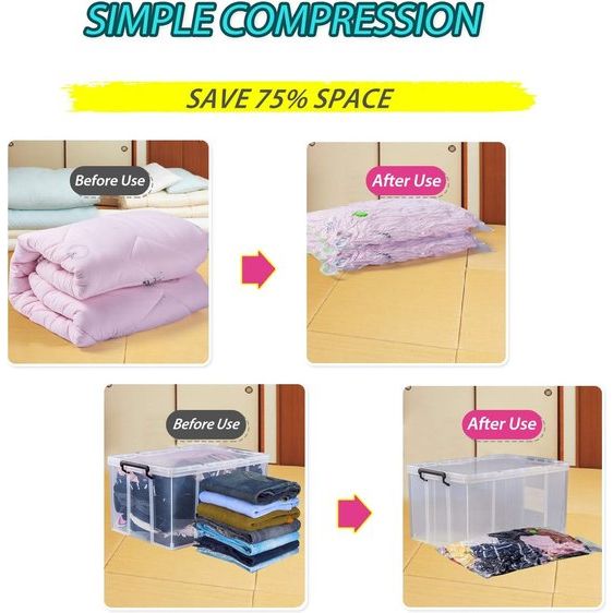 Vacuümzakken voor dekbedden, set van 4 extra grote [130x100cm] vacuümzakken voor kleding, Jumbo Extra Grote Vacuümzakken voor Kleding (4 stuks)