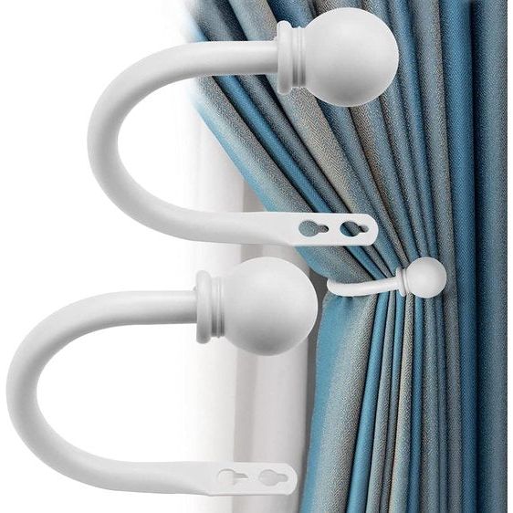 2 stuks gordijnhouders, wit, gordijnhouders, holdbacks gordijnhaken, metalen gordijnhouders, wandbevestiging, gordijnhouders, vouwhaken voor gordijnen, wandmontage, vouwhaken voor gordijnkwasten, gordijn