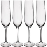 Kristallen fluitglazen, 190 ml, set van 4 loodvrije champagnefluiten met golfeffect voor feesten