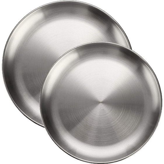 2 stuks roestvrij stalen ronde justen, 20 cm/23 cm, grillkom, taartvorm, dienblad, vleesschaal, rijstplaat, voor thuis, camping in de open lucht, picknick