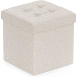 Kruk met opbergruimte, poef, kruk, opbergdoos, zitblok, inklapbaar, zitbank, gestoffeerd, zitkist, bank, ottoman fabric bekleding, stoel voor hal, kantoor, make-uptafel, eohnkamer, slaapkamer, beige