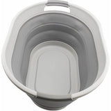 Ovale opvouwbare wasmand van kunststof, opvouwbare pop-up opbergbak/organizer, draagbare wasmand, ruimtebespare wasmand (1, wit/grijs)