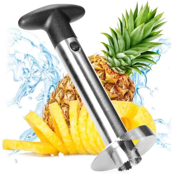 Ananassnijder 3-in-1 - ananasschiller van roestvrij staal, vaatwasmachinebestendig - ananas-ontpitter - ananaskern met scherp lemmet (01 stuks - ananassnijder)