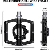 Fietspedalen, aluminium, antislip, 2-in-1 SPD-pedalen/platform, pedalen voor MTB, racefiets, stadsfiets, zwart