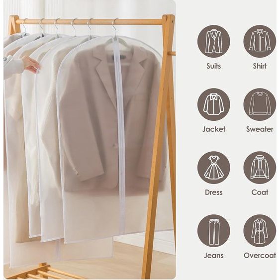 Doorzichtige kledingzakken Kledinghoezen Bescherming tegen stof voor opslag van plastic kledingzakken Hangende kledingzakken Kledingtas voor kleding lang met ritssluiting voor kast - 24'' x 47''