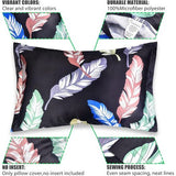 Kussensloop van 100% satijn Standaardformaat (76 x 50 cm) Goed voor haar en huid Bladpatroon Zachte luxe envelop Set van 2 (zwart)