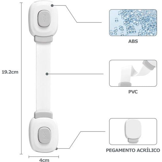 Premium babykastbeveiliging, kinderbeveiliging voor laden, koelkast, toiletbril met sterke lijm, zonder boren, kastslot, grijs, 6 stuks