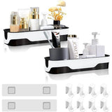 2 stuks badkamerrekken, doucheplank, zonder boren, wandrek, badkamer, zelfklevend, doucheplank, plastic douchemanden met 4 haken, badkamerrek, badkamerrek, zonder boren, plank voor