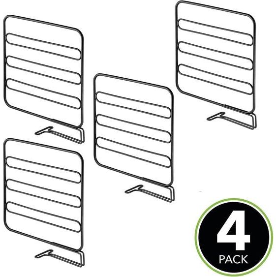 Set van 4 plankscheiders voor de kledingkast – praktisch kledingkastsysteem van metaaldraad – nuttig reksysteem zonder boren – zwart