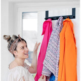 Utensils Deurhaak zwart | kledinghaken mat zwart | deurhaak om op te hangen | garderobestand om op te hangen | handdoekhouder zwart mat | deurhaak tot 2 cm deurvouw | 39 x 11 x 4 cm