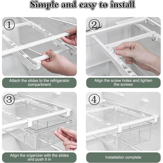 Katmerio Uittrekbare Koelkast Organizer – Doorzichtige Lade Voor Eten, Drinken, Eieren En Fruit, 30x20x8.5 Cm