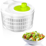 Slacentrifuge met deksel, slacentrifuge met slingeraandrijving en 3 liter slakom en zeef, keukenhulp saladedroger voor het wassen en drogen van salade, groenten en fruit (22,5 cm x 15 cm)