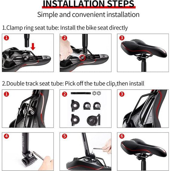 Fietszadel Gel, Fietszadel met schokabsorberend en ademend, ergonomisch fietszadel met waterdichte hoes en nachtreflecterende strepen, racefiets / mountainbike zadel voor vrouwen en mannen