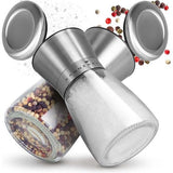 Zout - en Pepermolen Set, Pepermolen, glazen Zoutmolen met Verstelbare Keramische maal, roestvrij staal, kruidenmolen voor kruiden, peper, zout en Chili