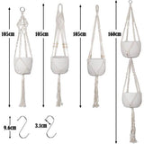 4 stuks macramé plantenhangers 4 mm verdikking katoenen touw hangende hanger bloempot plantenhouder hanger voor binnen buiten plafonds balkons wanddecoratie terrassendecoratie (41"/59")