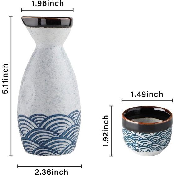 Japanse Liquor Sake Set met Sake Beker Wijnpot Porselein Sake Set voor warmers (1 Sake-Pot 4 Sakebekers)