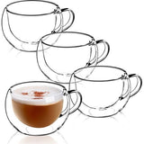 KADAX Dubbelwandige glazen kop, 280 ml, koffieglas, thermoglas voor thee, koffie, cappuccino, water, espresso, ijs, glas met handvat, koffiemok, theeglas met zweefeffect (4)