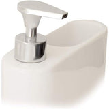 Afwasmiddel Dispenser voor de keuken, witte keramische zeepdispenser, afwasmiddeldispenser, afwasmiddeldispenser en zeepdispenser, ideaal als afwasmiddeldispenser voor de keuken, 18 x 6 x 15,8 cm