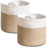 Gevlochten mand, gemaakt van katoen, voor het opbergen van speelgoed in de kinderkamer, opbergmand, decoratieve pot, mand voor de woonkamer, slaapkamer, 28 (D) x 28 (H) cm, natuurlijk.