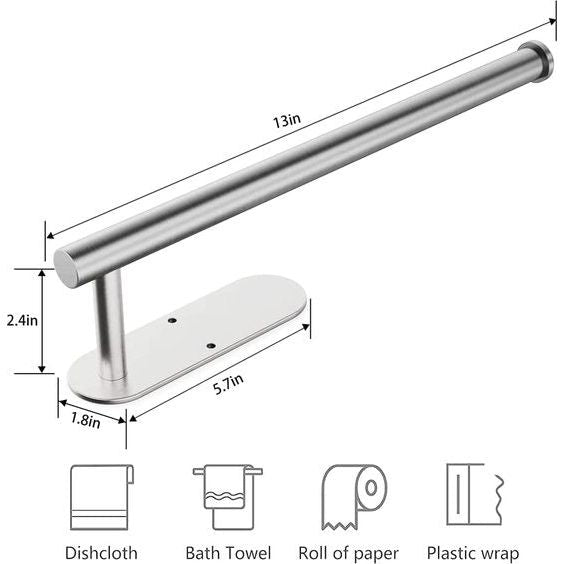 Keukenrolhouder zonder boren, Keukenrolhouder roestvrij staal wand, papierrolhouder, taartrolhouder