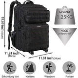 Grote militaire rugzak heren, 45L outdoor leger waterdichte tactische Bundeswehr-rugzakken Molle Assault Survival Tactical Travel Backpack voor kamperen trekking wandelen reizen werk