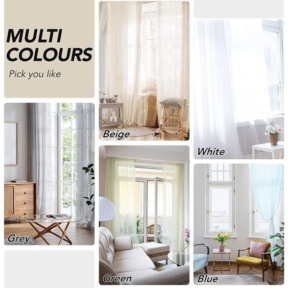 Set van 2 ooggordijnen, transparant gordijn, voile, gordijn, voile, afm. 183 x 140 cm, kleur wit