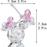 Roze kristal dubbele vlinder figuur cadeau, handgemaakt kunstglas dier verzamelstuk geschenkdoos