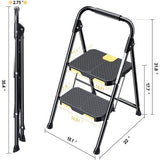 2-staps ladder, 2-staps vouwladder met antislip breed pedaal en leuningen, lichtgewicht huishoudladder voor uw keuken, bijkeuken, kasten, kantoor