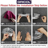 Doucheplank zonder boorruimte aluminium met 2 haken, 2 stuks