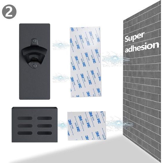 Magnetische flesopener met opvangbak, wandmontage, koolstofstaal, bierflesopener voor keuken, koelkast, biergeschenken voor mannen (zwart)